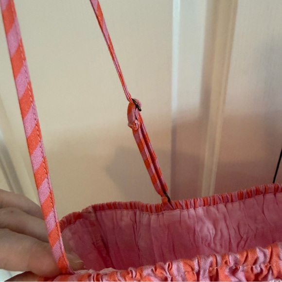 Anthropologie Pink and Orange Gingham Top, Size M - Picture 3 of 11